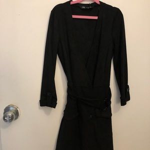 Zara Mini Suede Black Dress / Blazer Dress